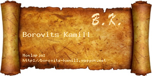 Borovits Kamill névjegykártya